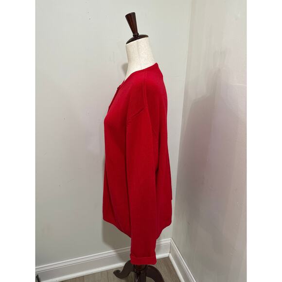 PENDLETON Sweater Women Large Cardigan Red 100% Lambs Wool Metal Buttons Soft XL - Picture 2 of 9